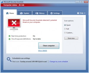 mseofficialscreenshot2big 300x247 “Microsoft Security Essentials ecco la versione beta.